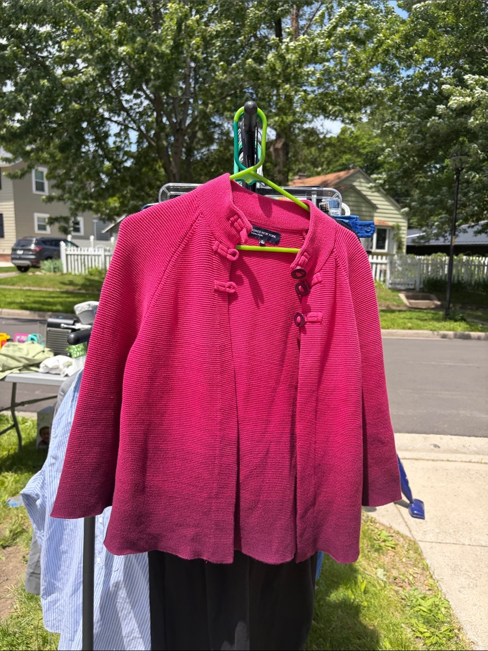 Jones New York Hot Pink to Deep Magenta Ombre Knit Sweater